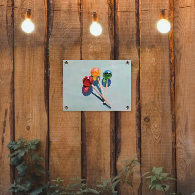 Lollys - Schaduw - Drie - Blauw tuinposter los doek klein -sfeer1