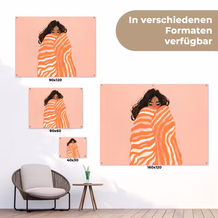 Meisje - Deken - Gestreept - Oranje tuinposter los doek klein -Xsfeer9_DE