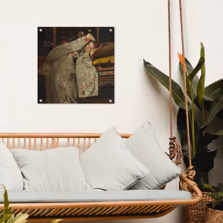 Meisje in witte kimono - Schilderij van George Hendrik Breitner tuinposter los doek klein -sfeer7