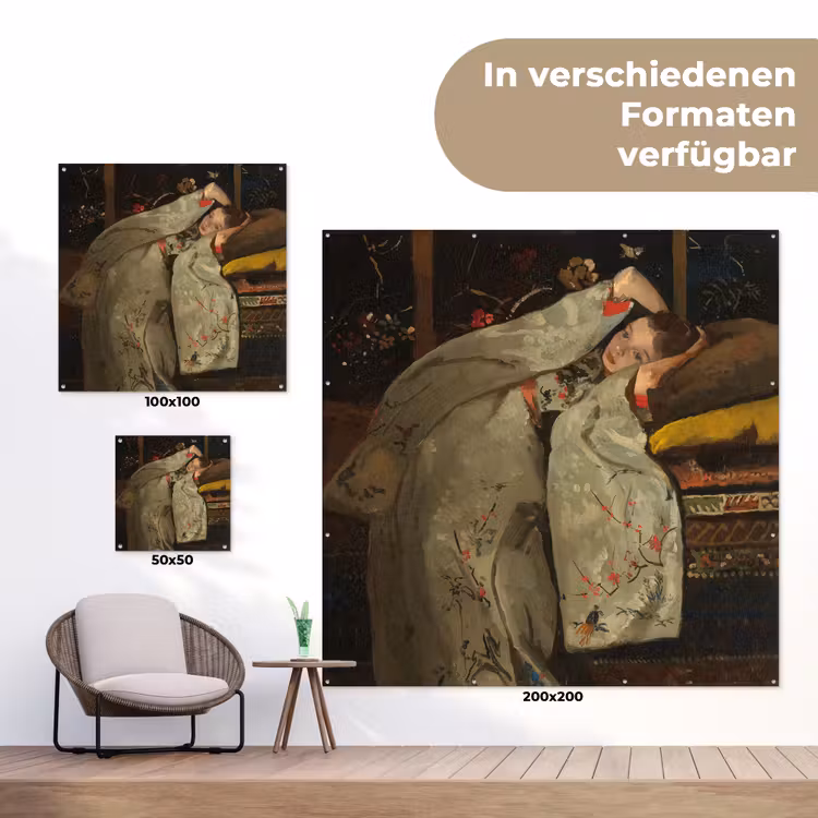 Meisje in witte kimono - Schilderij van George Hendrik Breitner tuinposter los doek klein -Xsfeer9_DE