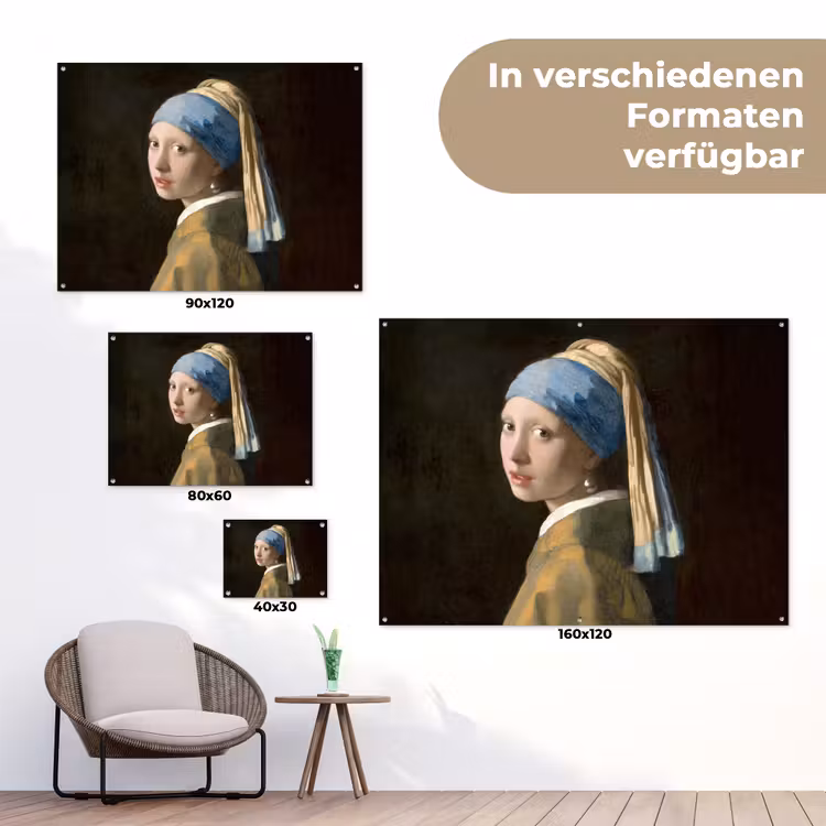 Meisje met de parel - Schilderij - Oude meesters - Vermeer tuinposter los doek klein -Xsfeer9_DE
