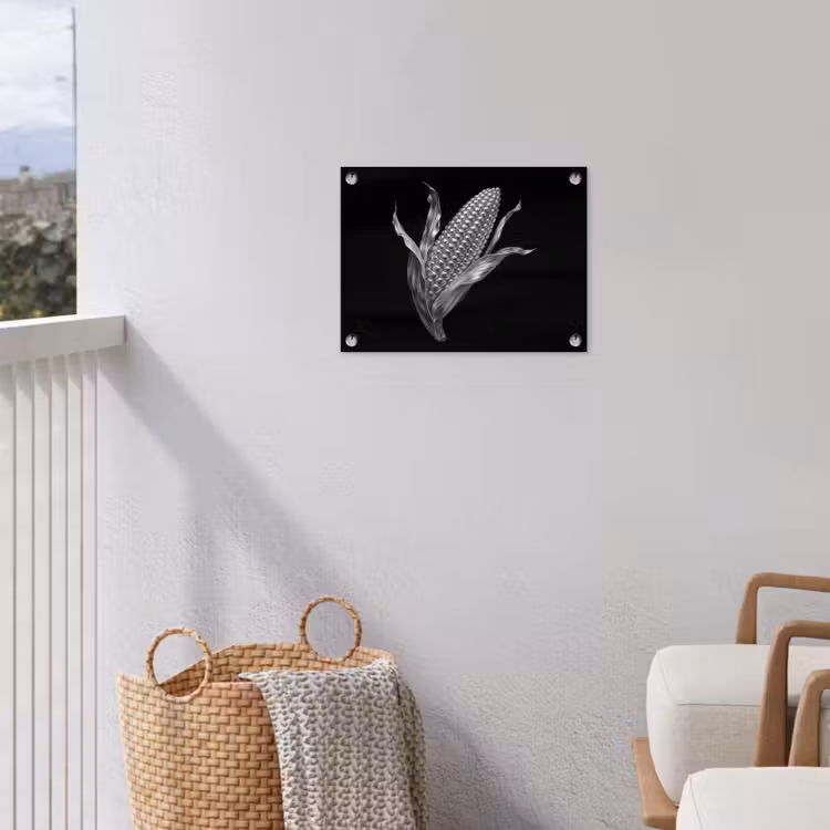 Maïskolf - Glanzend metaal - Elegant tuinposter los doek klein -sfeer8