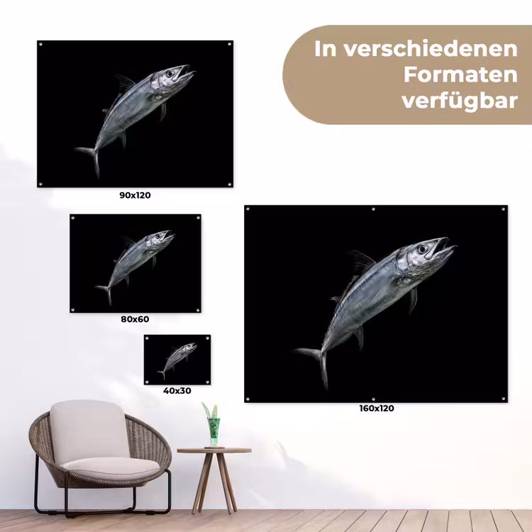 Makreel - Vis - Zwart tuinposter los doek klein -Xsfeer9_DE