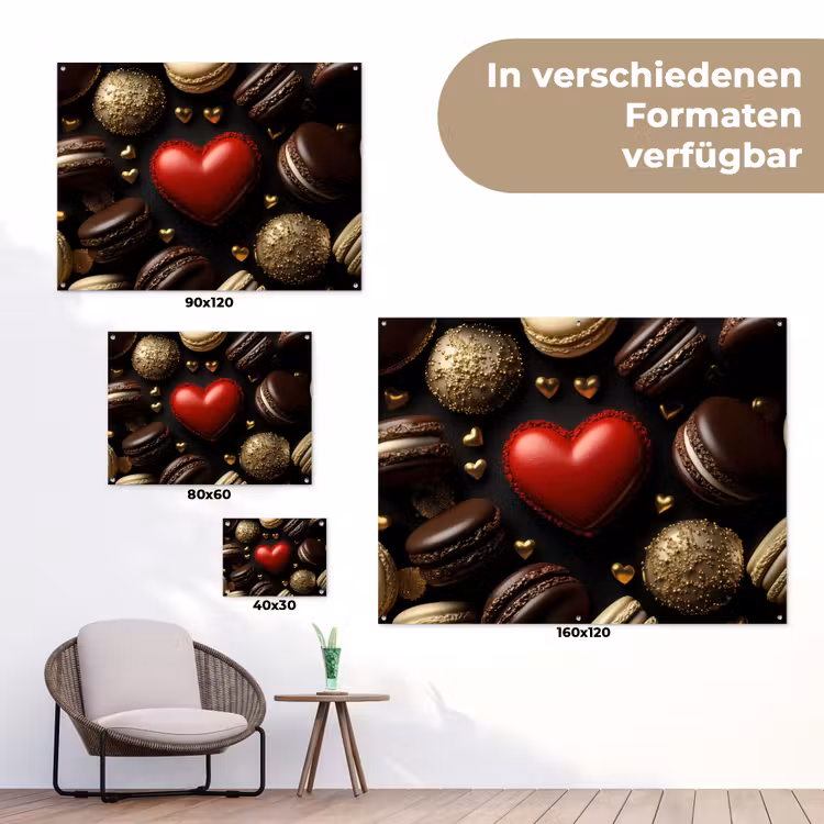 Macarons - Rood - Hart tuinposter los doek klein -Xsfeer9_DE