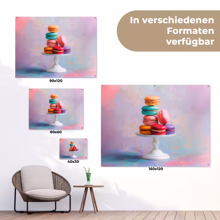 Macarons - Schaal - Pastel - Kleurrijk tuinposter los doek klein -Xsfeer9_DE