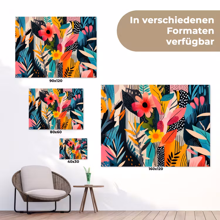 Schilderij - Abstract - Bloemen - Roze tuinposter los doek klein -Xsfeer9_DE