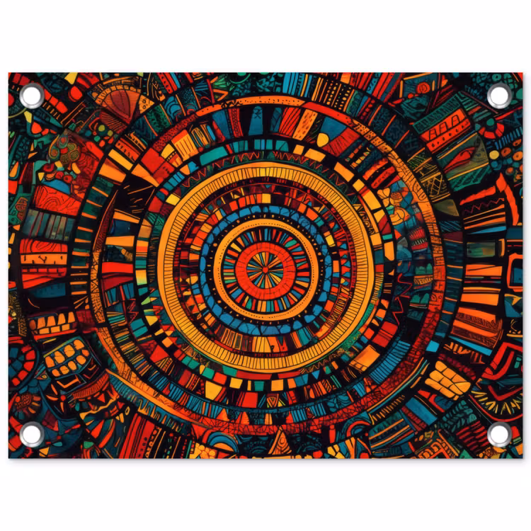 Mandala - Cirkels - Patronen tuinposter los doek klein -3d