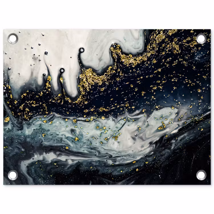 Marmer - Abstract - Goud - Luxe tuinposter los doek klein -3d