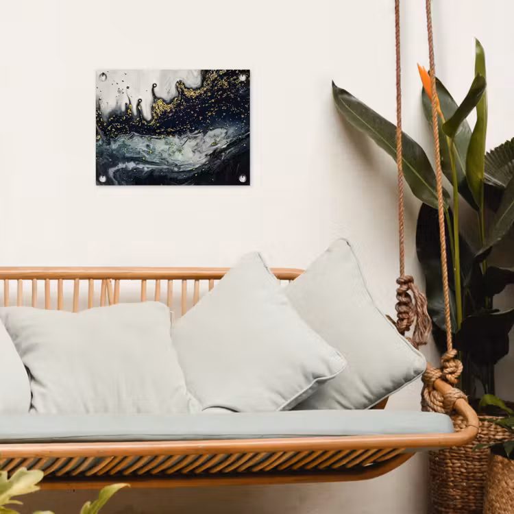 Marmer - Abstract - Goud - Luxe tuinposter los doek klein -sfeer7
