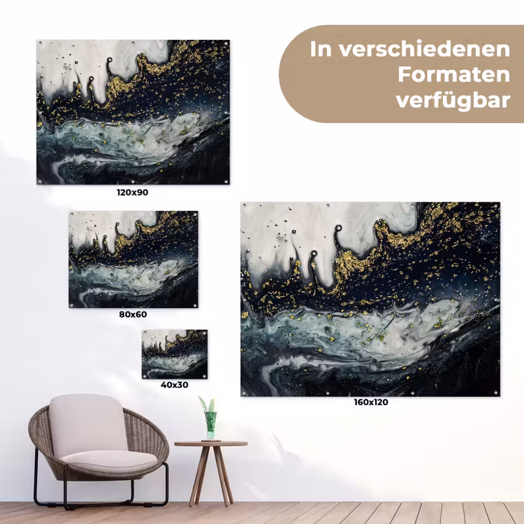 Marmer - Abstract - Goud - Luxe tuinposter los doek klein -Xsfeer9_DE