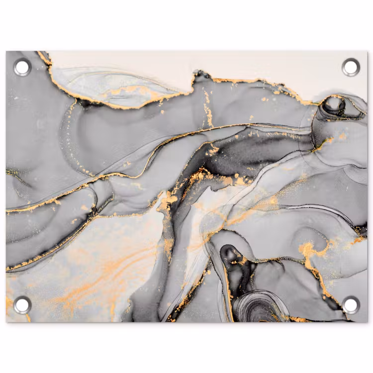 Marmer - Goud - Grijs tuinposter los doek klein -3d