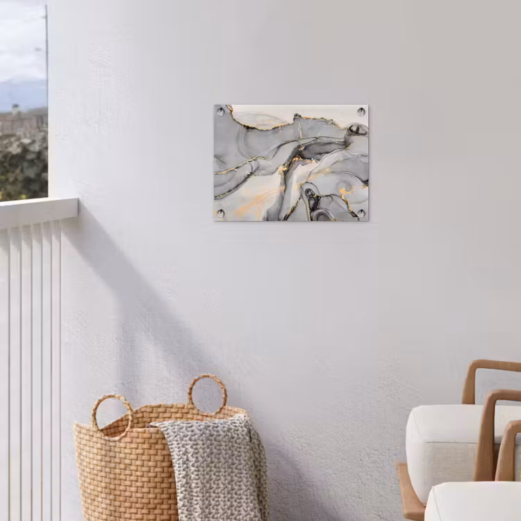 Marmer - Goud - Grijs tuinposter los doek klein -sfeer8