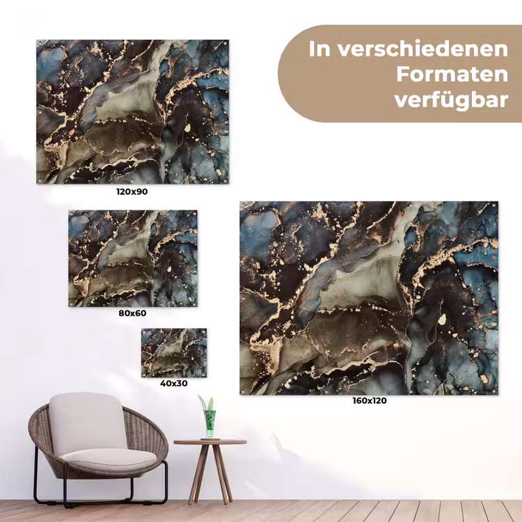 Marmer - Goud - Groen tuinposter los doek klein -Xsfeer9_DE