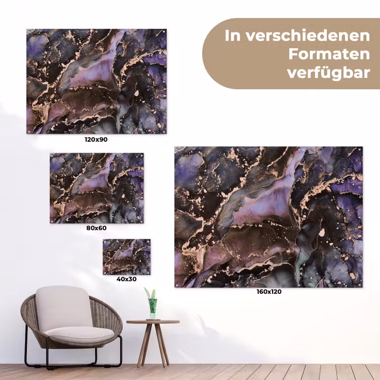 Marmer - Goud - Roze tuinposter los doek klein -Xsfeer9_DE