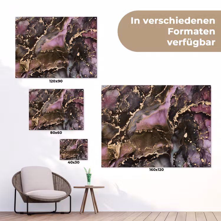 Marmer - Gold - Steen - Abstract tuinposter los doek klein -Xsfeer9_DE