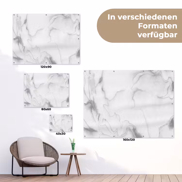 Marmer - Grijs - Wit - Abstract - Marmerlook tuinposter los doek klein -Xsfeer9_DE