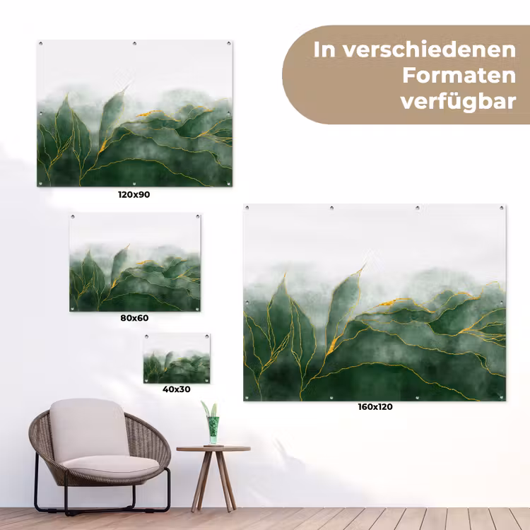 Marmer - Groen - Luxe - Goud - Marmerlook tuinposter los doek klein -Xsfeer9_DE
