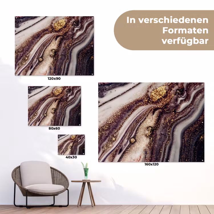 Marmer - Roze - Goud - Glitter - Marmerlook tuinposter los doek klein -Xsfeer9_DE