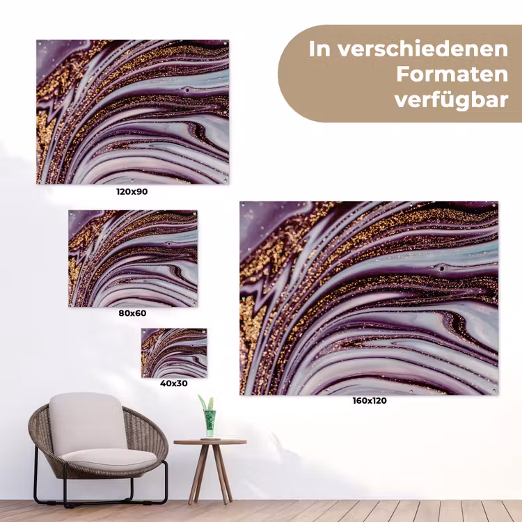 Marmer - Roze - Goud - Glitter - Marmerlook - Luxe tuinposter los doek klein -Xsfeer9_DE