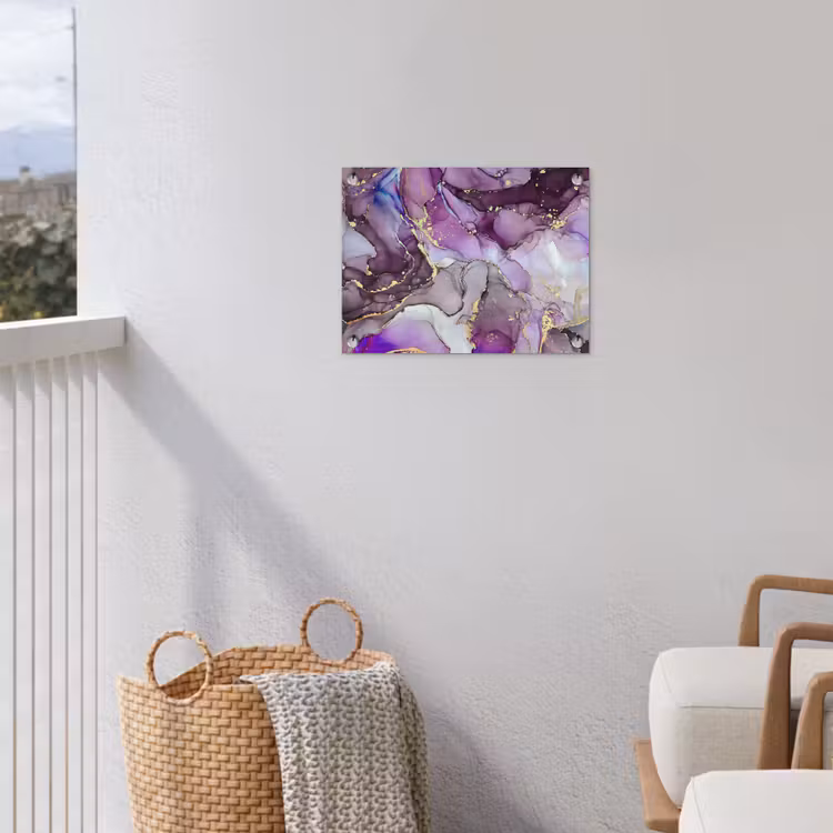 Marmer - Roze - Paars - Gold tuinposter los doek klein -sfeer8