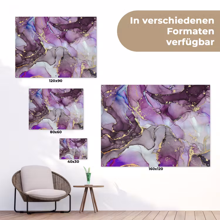 Marmer - Roze - Paars - Gold tuinposter los doek klein -Xsfeer9_DE