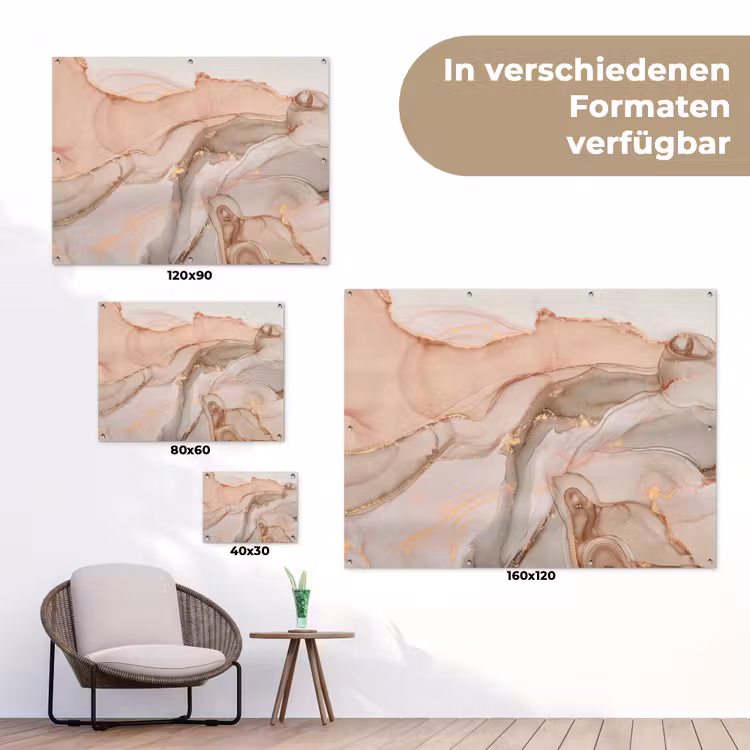 Marmer - Roze - Rosé tuinposter los doek klein -Xsfeer9_DE