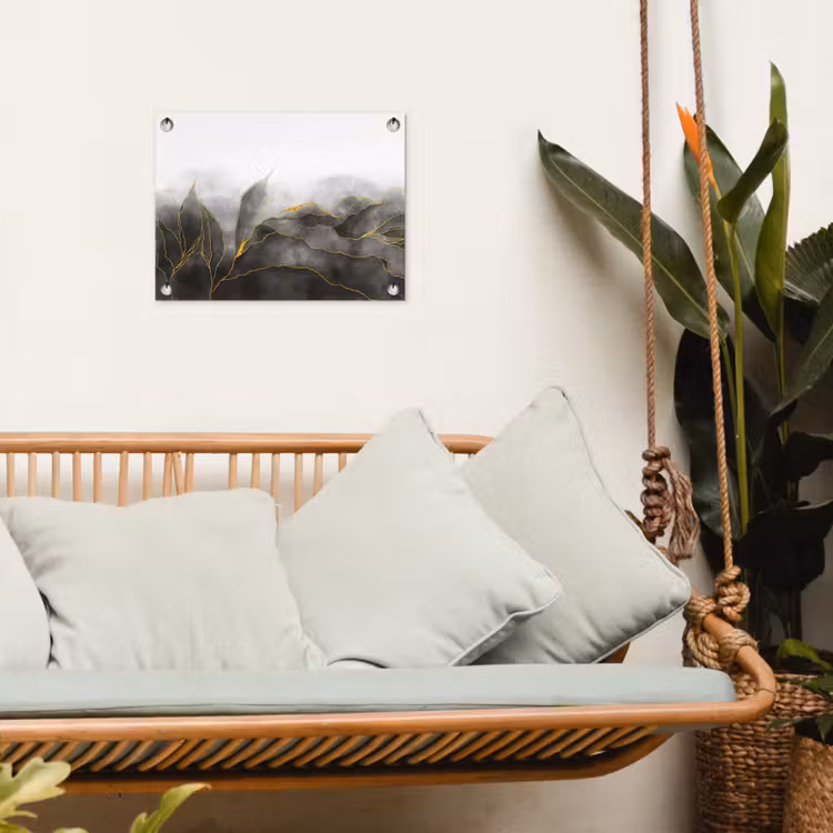 Marmer - Zwart - Goud - Luxe - Marmerlook tuinposter los doek klein -sfeer7