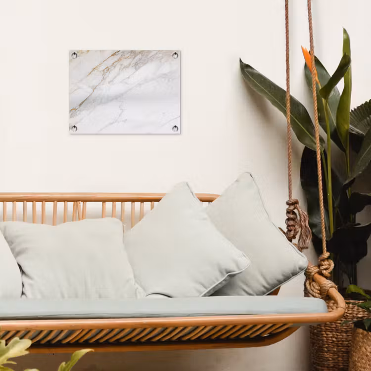 Marmer - Steen - Wit - Goud - Marmerlook - Steen - Luxe tuinposter los doek klein -sfeer7