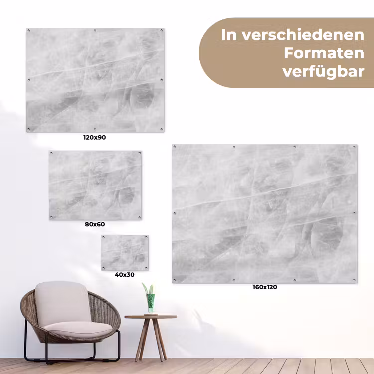 Marmer - Steen - Wit - Luxe - Marmerlook tuinposter los doek klein -Xsfeer9_DE