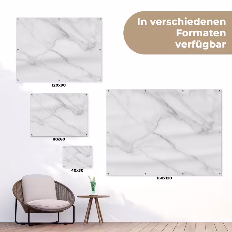 Marmer - Structuur - Wit - Grijs - Steen - Marmerlook tuinposter los doek klein -Xsfeer9_DE