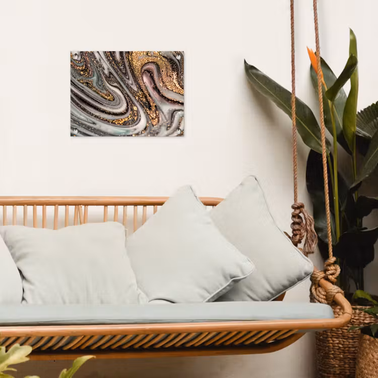 Marmerlook - Goud - Glitter - Luxe - Marmer - Wit tuinposter los doek klein -sfeer7