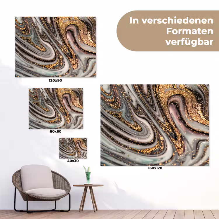 Marmerlook - Goud - Glitter - Luxe - Marmer - Wit tuinposter los doek klein -Xsfeer9_DE