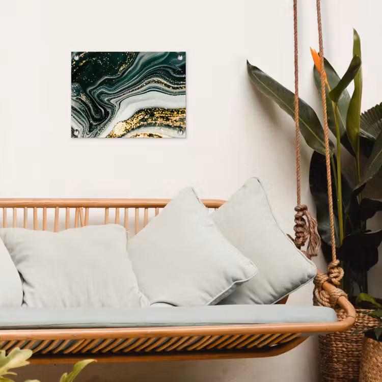 Marmerlook - Goud - Groen - Glitter - Design - Marmer tuinposter los doek klein -sfeer7
