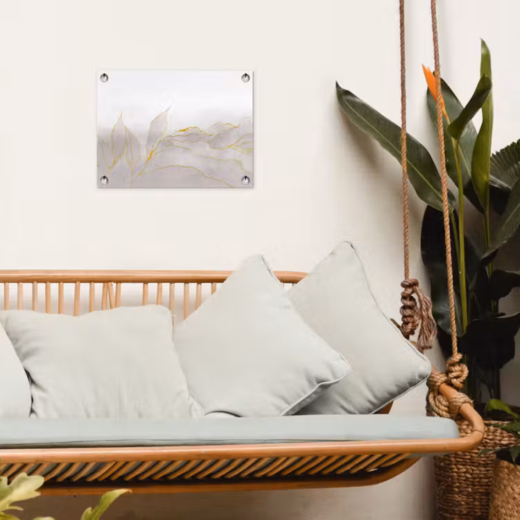 Marmerlook - Grijs - Goud - Chic - Marmer tuinposter los doek klein -sfeer7