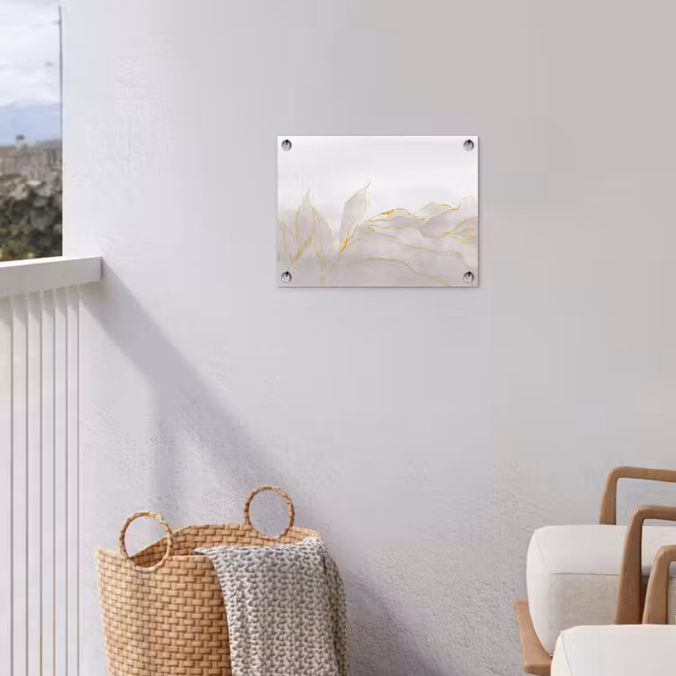 Marmerlook - Grijs - Goud - Chic - Marmer tuinposter los doek klein -sfeer8