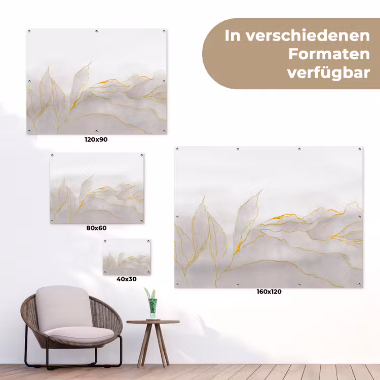Marmerlook - Grijs - Goud - Chic - Marmer tuinposter los doek klein -Xsfeer9_DE