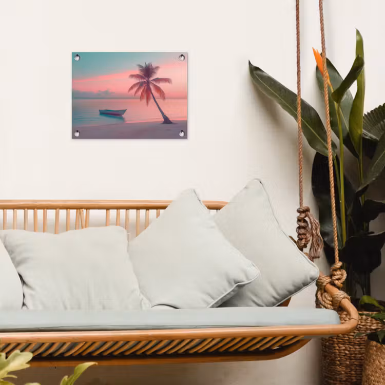 Zee - Boot - Zonsondergang tuinposter los doek klein -sfeer7