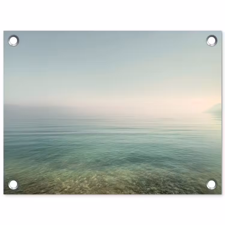 Zee - Horizon - Blauw - Mist tuinposter los doek klein -3d