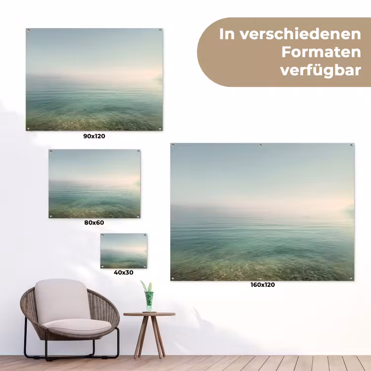 Zee - Horizon - Blauw - Mist tuinposter los doek klein -Xsfeer9_DE