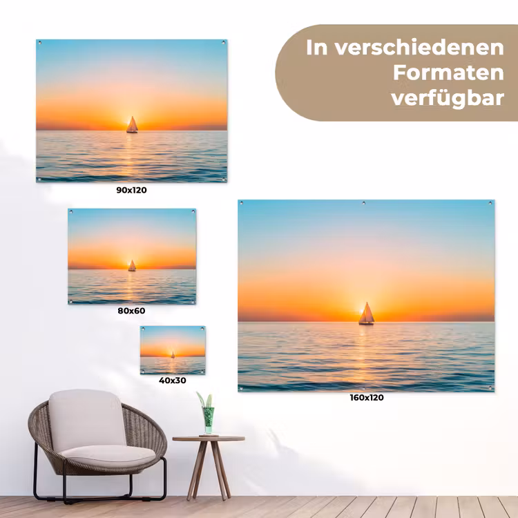 Zee - Zeilboot - Zonsondergang tuinposter los doek klein -Xsfeer9_DE