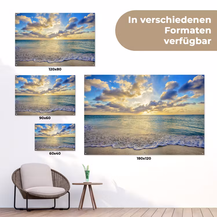 Zee - Strand - Wolken - Zon tuinposter los doek klein -Xsfeer9_DE