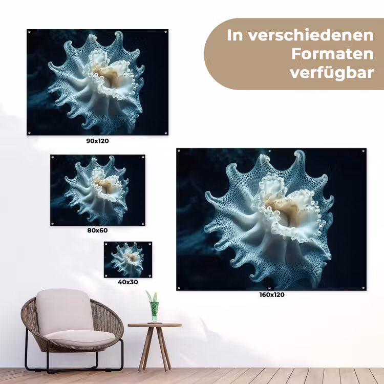 Zeewezen - Wit - Golven - Water tuinposter los doek klein -Xsfeer9_DE