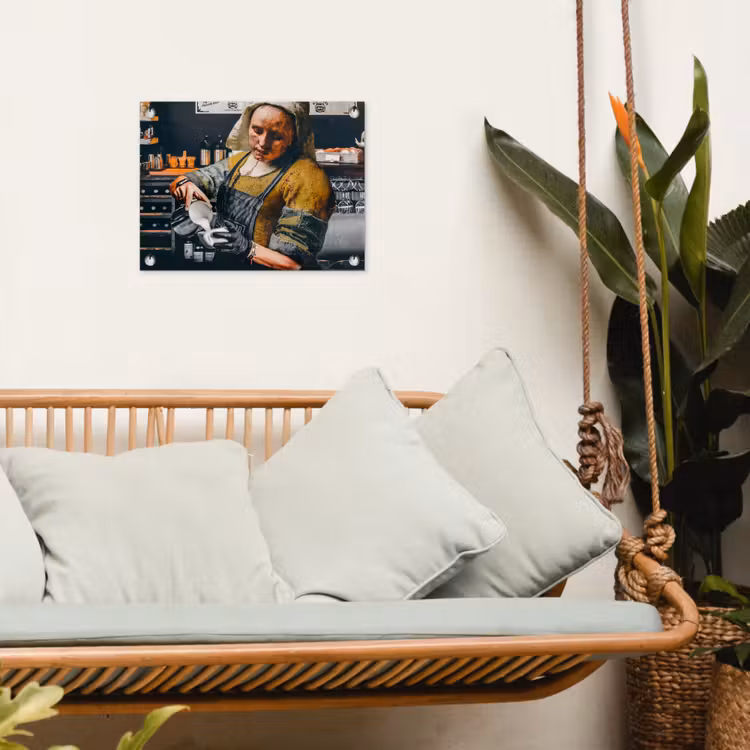 Melkmeisje - Barista - Koffie - Vintage - Kunst - Abstract - Schilderij - Oude meesters tuinposter los doek klein -sfeer7