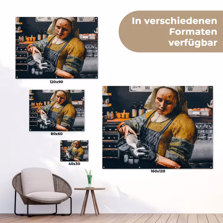 Melkmeisje - Barista - Koffie - Vintage - Kunst - Abstract - Schilderij - Oude meesters tuinposter los doek klein -Xsfeer9_DE