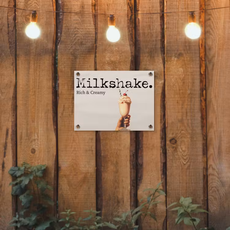 Milkshake - Kers - Rietje tuinposter los doek klein -sfeer1