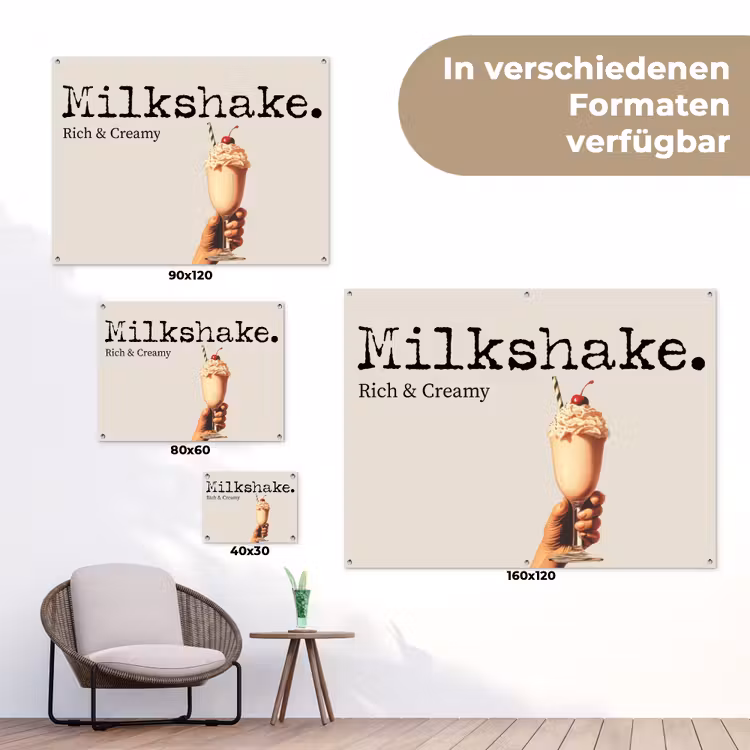 Milkshake - Kers - Rietje tuinposter los doek klein -Xsfeer9_DE