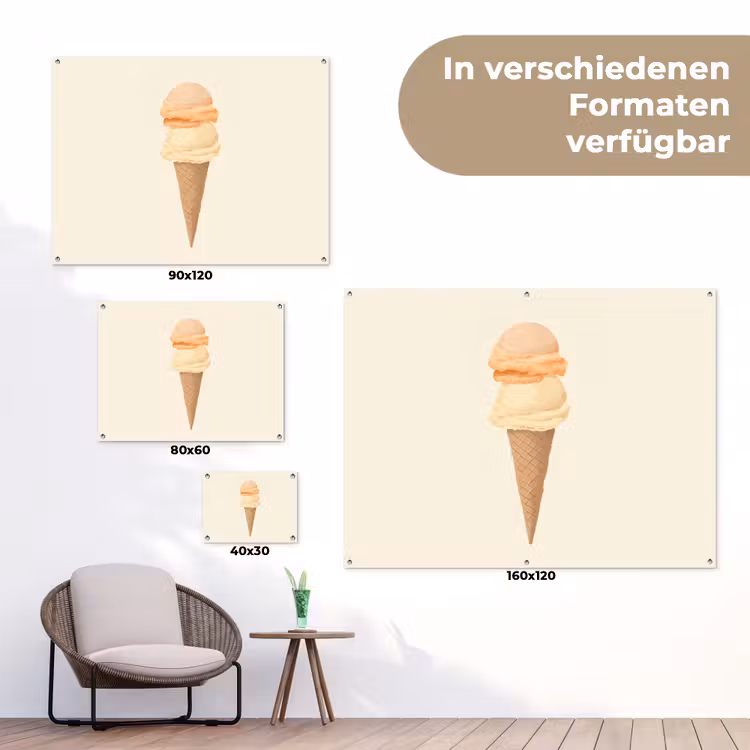 Minimalistisch - Schepijs - Hoorntje - Beige tuinposter los doek klein -Xsfeer9_DE