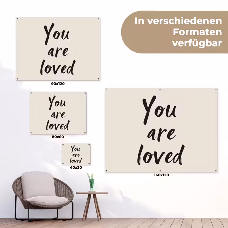 Minimalistisch - Beige - Love tuinposter los doek klein -Xsfeer9_DE
