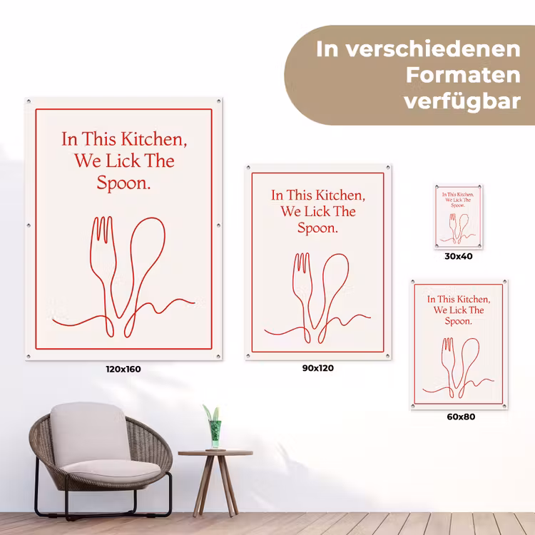 Minimalistisch - Vork - Lepel - Lijntekening tuinposter los doek klein -Xsfeer9_DE