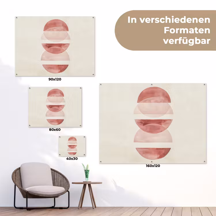 Minimalistisch - Cirkels - Roze tuinposter los doek klein -Xsfeer9_DE